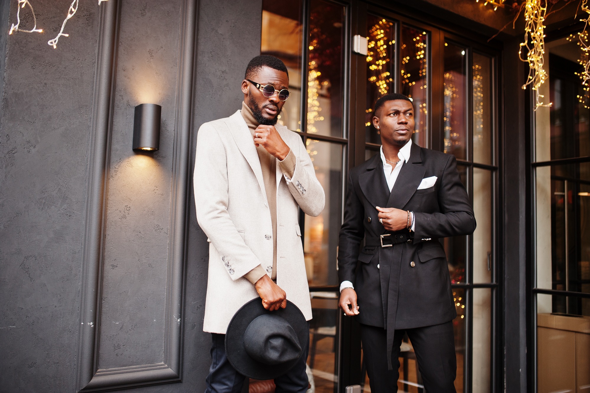 two fashion black men posing for a photo