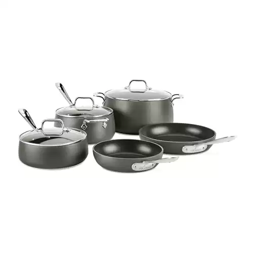 All-Clad Nonstick Hard Anodized HA1 Cookware Set, 8-Piece, Black