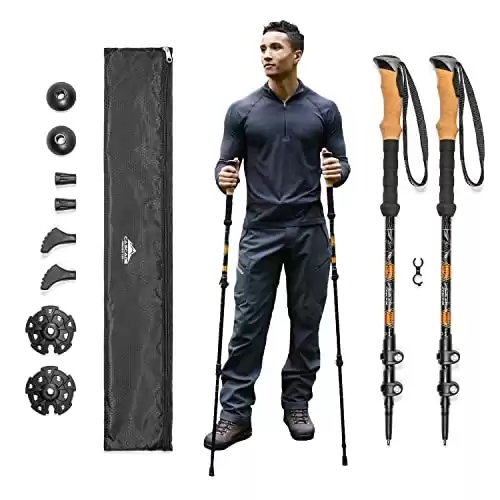 Cascade Mountain Tech Trekking Poles - Aluminum Hiking Walking Sticks with Adjustable Locks