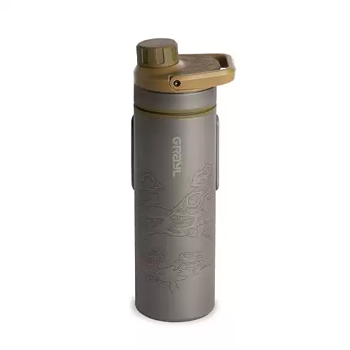 GRAYL UltraPress Titanium 16.9 oz Water Purifier & Filter Bottle for Hiking, Backpacking, Survival.