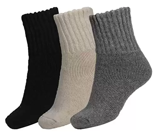 BomKinta Women Winter Solid Socks Thick Warm Wool Socks Cozy Crew Socks