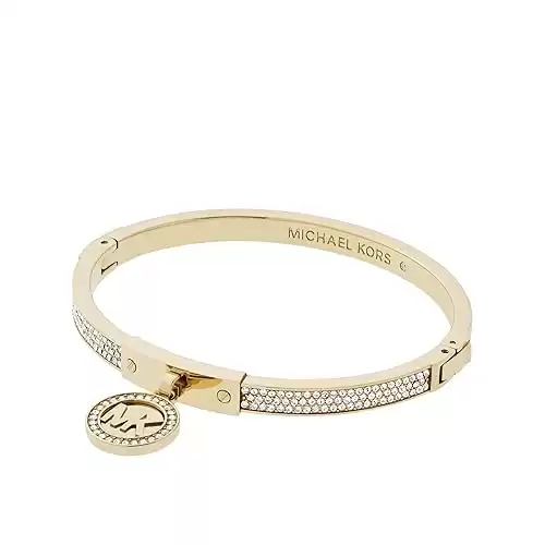 Michael Kors Stainless Steel and Pavé Crystal MK Logo Bangle Bracelet for Women