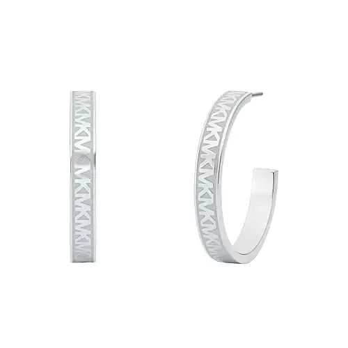 Michael Kors Silver-Tone Hoop Earrings for Women