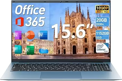 15.6 Inch Laptops, Laptop Computer with 20GB RAM 128GB EMMC+1024GB SSD