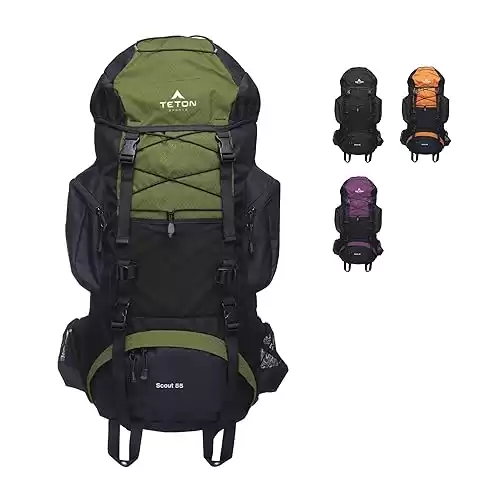 TETON 55L Scout Internal Frame Backpack for Hiking, Camping, Backpacking, Rain Cover Included