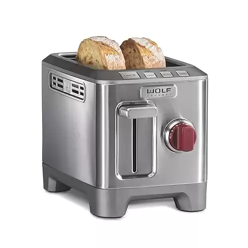 Wolf Gourmet 2-Slice Extra-Wide Slot Toaster with Shade Selector. Stainless Steel