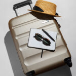Still life of suitcases with wheels