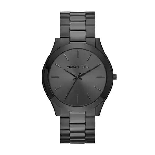 Michael Kors Slim Runway Three-Hand Black Stainless Steel