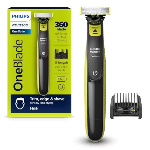 Philips Norelco OneBlade 360 Face, Hybrid Electric Beard Trimmer and Shaver