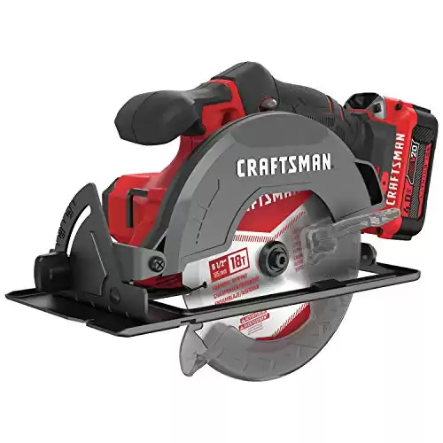 CRAFTSMAN V20 Cordless Circular Saw Kit, 6-1/2 inch, Battery and Charger Included (CMCS500M1)