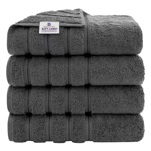 American Soft Linen Luxury 4 Piece Bath Towel Set, 100% Cotton Turkish Bath Towels