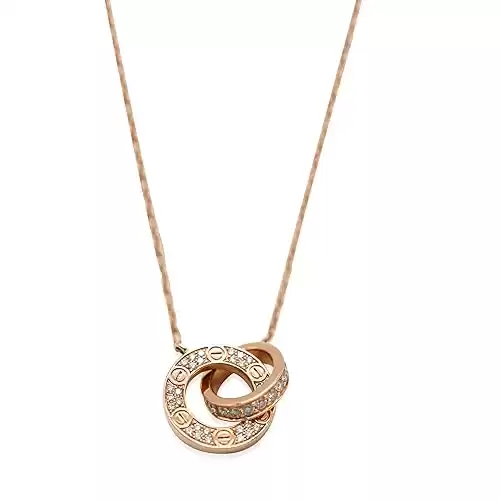 Cartier, Pre-Loved, Love Necklace, Diamond Paved, Rose Gold, 16 in